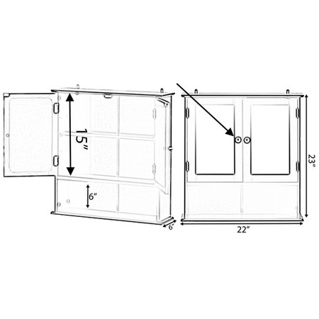 Basicwise White Mirror Wall Mounted Cabinet For the Bathroom and Vanity with Adjustable Shelves QI004020.WT